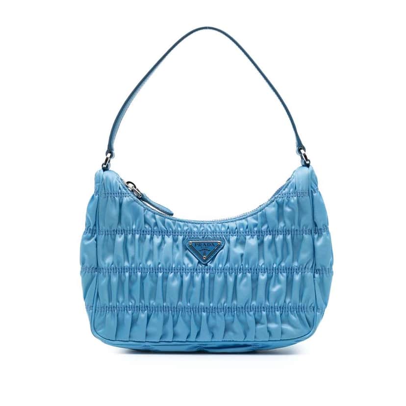 Prada Tessuto Gaufre Re Edition Shoulder Bag Blue Good condition - Front View