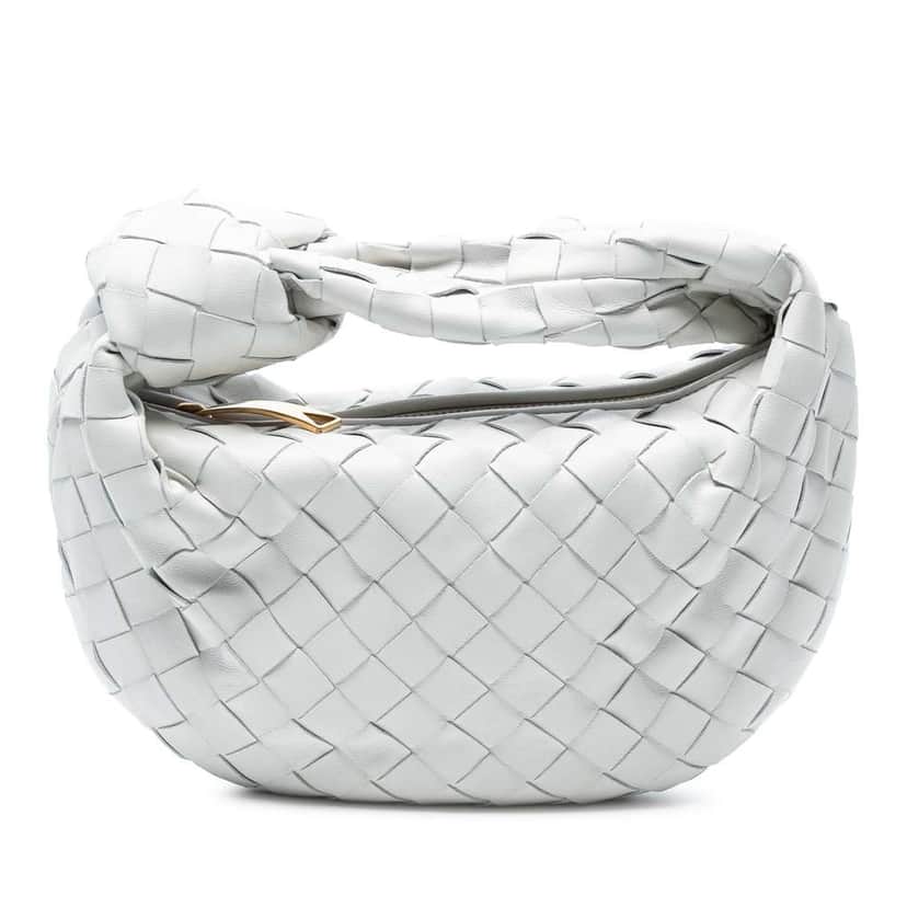 Bottega Veneta Mini Nappa Intrecciato Jodie White Leather Good condition - Front View
