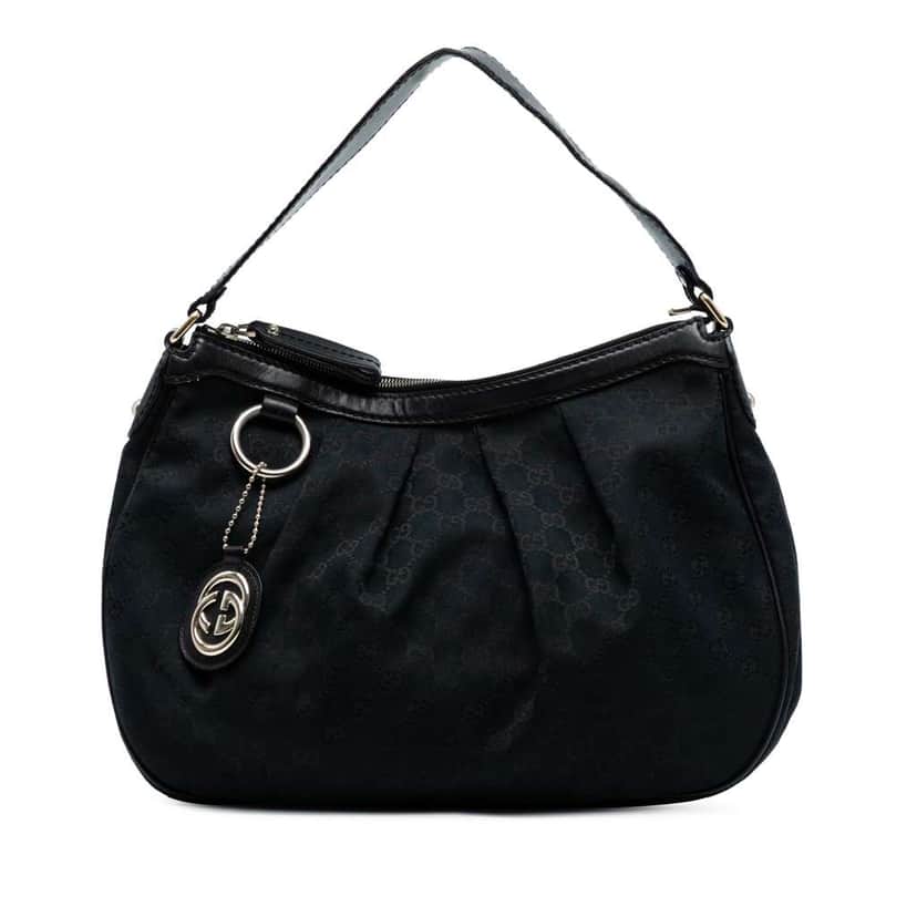 Gucci GG Canvas Sukey Shoulder Bag Black Canvas Good condition - Front View