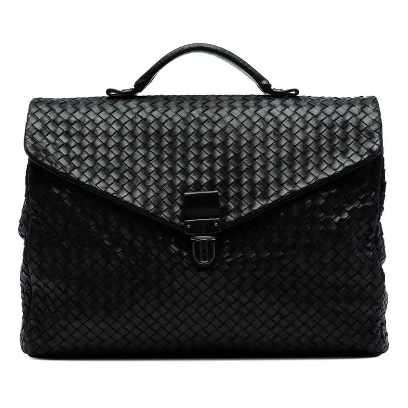 Bottega Veneta Nappa Intrecciato Briefcase Black Leather Good condition - Front View
