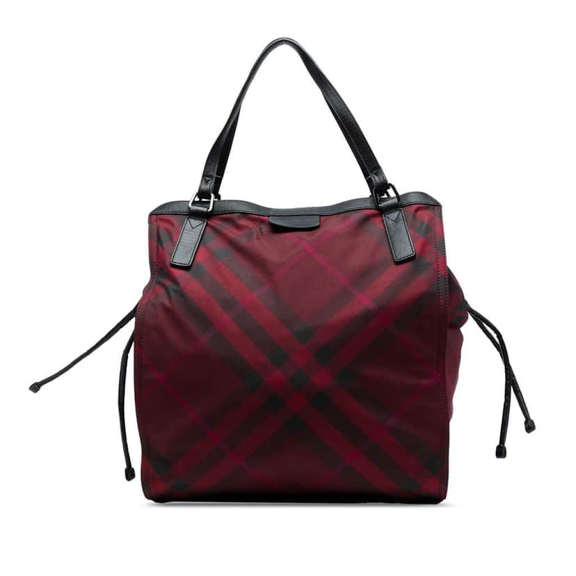 Burberry Supernova Check Nylon Buckleigh Tote Red Good condition - Front View