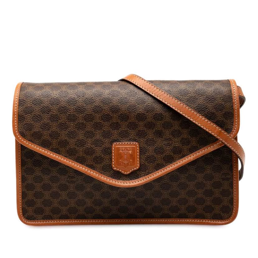 Celine Macadam Coated Canvas Crossbody Brown Canvas Good condition - Front View