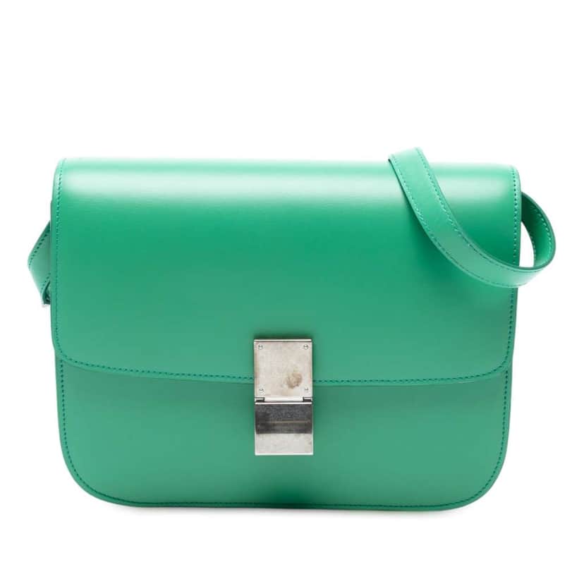 Celine Medium Calfskin Classic Box Green Leather Very good condition - Front View
