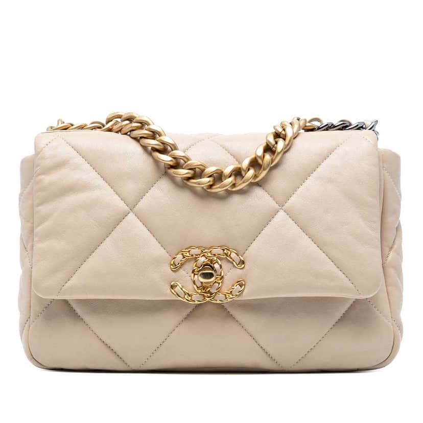 Chanel Medium Lambskin 19 Flap Brown Leather Good condition - Front View