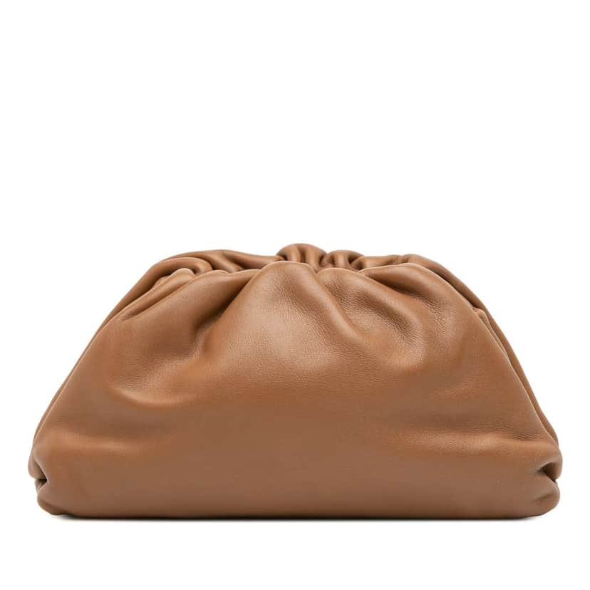 Bottega Veneta Lambskin The Mini Pouch Brown Leather Good condition - Front View