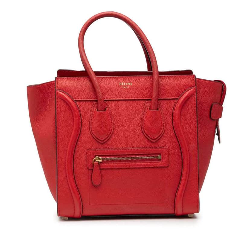 Celine Micro Calfskin Luggage Tote Red Leather Fair condition - Front View