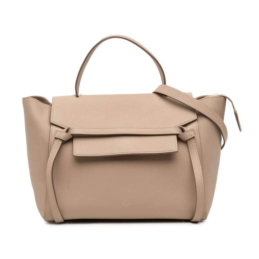 Celine Mini Grained Calfskin Belt Bag Brown Leather Good condition - Front View