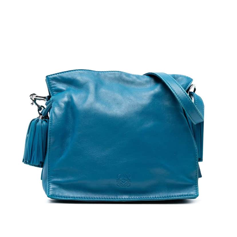 Loewe Nappa Flamenco Tassel Crossbody Blue Leather Good condition - Front View