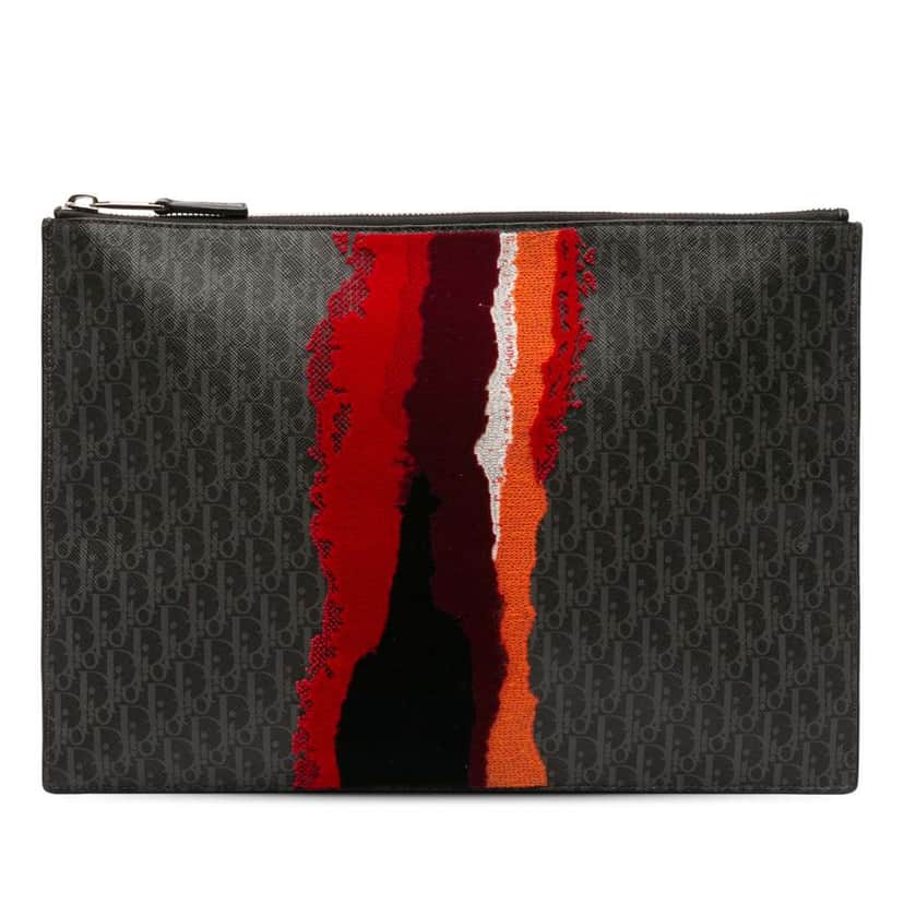 Dior Diorissimo Trotter Coated Canvas Painted Clutch Black Canvas Good condition - Front View