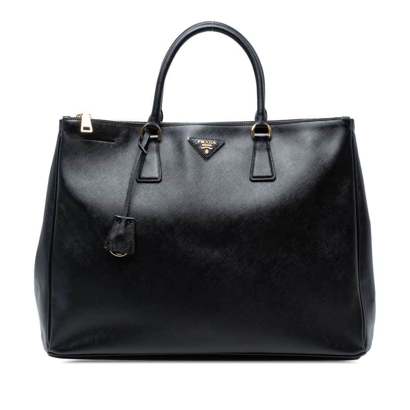 Prada Extra Large Saffiano Lux Galleria Double Zip Tote Black Leather Good condition - Front View