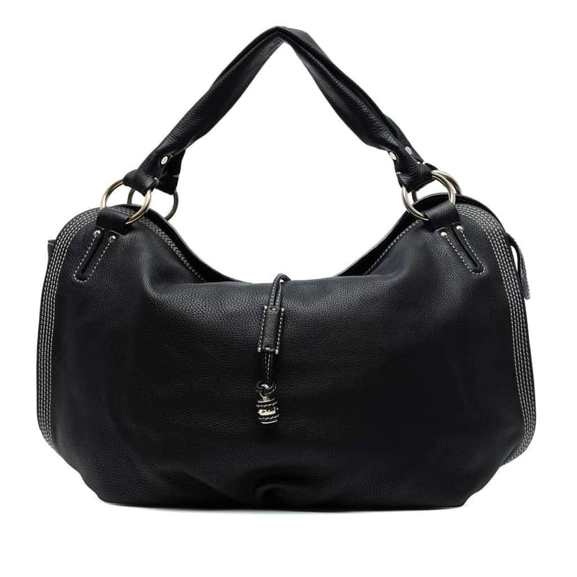 Celine Large Grained Calfskin Bittersweet Hobo Black Leather Good condition - Front View