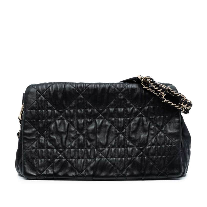 Dior Lambskin Cannage Gaufre Delices Flap Black Leather Good condition - Front View