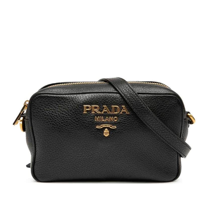 Prada Vitello Daino Camera Bag Black Leather Good condition - Front View