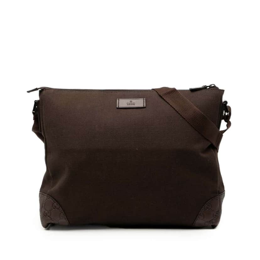 Gucci Guccissima Trimmed Canvas Crossbody Brown Canvas Good condition - Front View