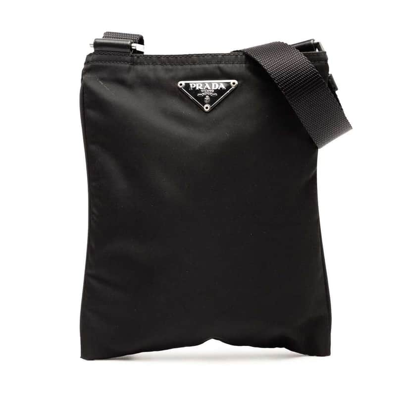 Prada Tessuto Zip Top Crossbody Black Good condition - Front View