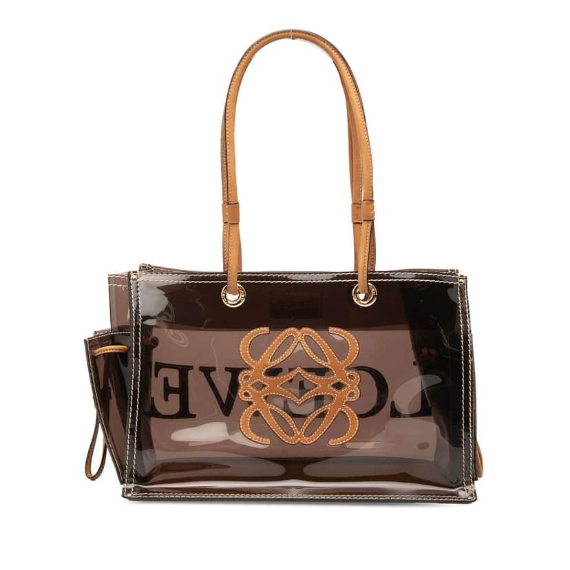 Loewe PVC and Leather Anagram Tote Brown Good condition - Front View