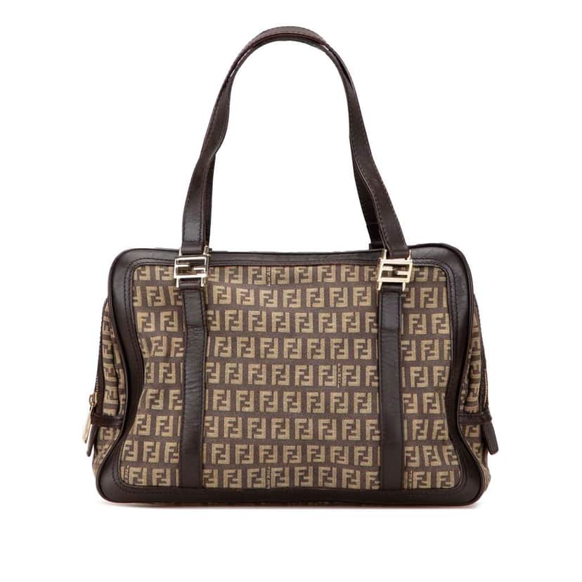 Fendi Zucchino Canvas Shoulder Bag Brown Canvas Good condition - Front View