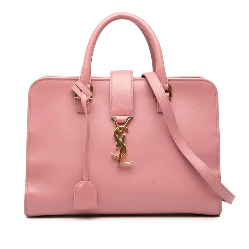 Saint Laurent Small Leather Monogram Cabas Satchel Pink Leather Very good condition - Front View