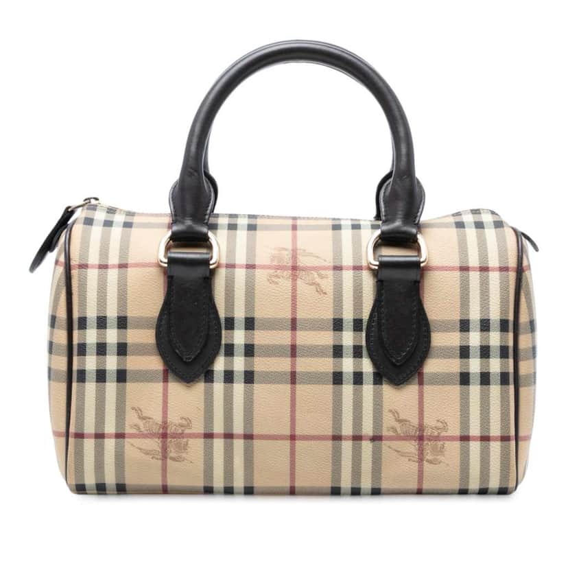 Burberry Medium Haymarket Check Coated Canvas Chester Bowling Bag Brown Canvas Good condition - Front View