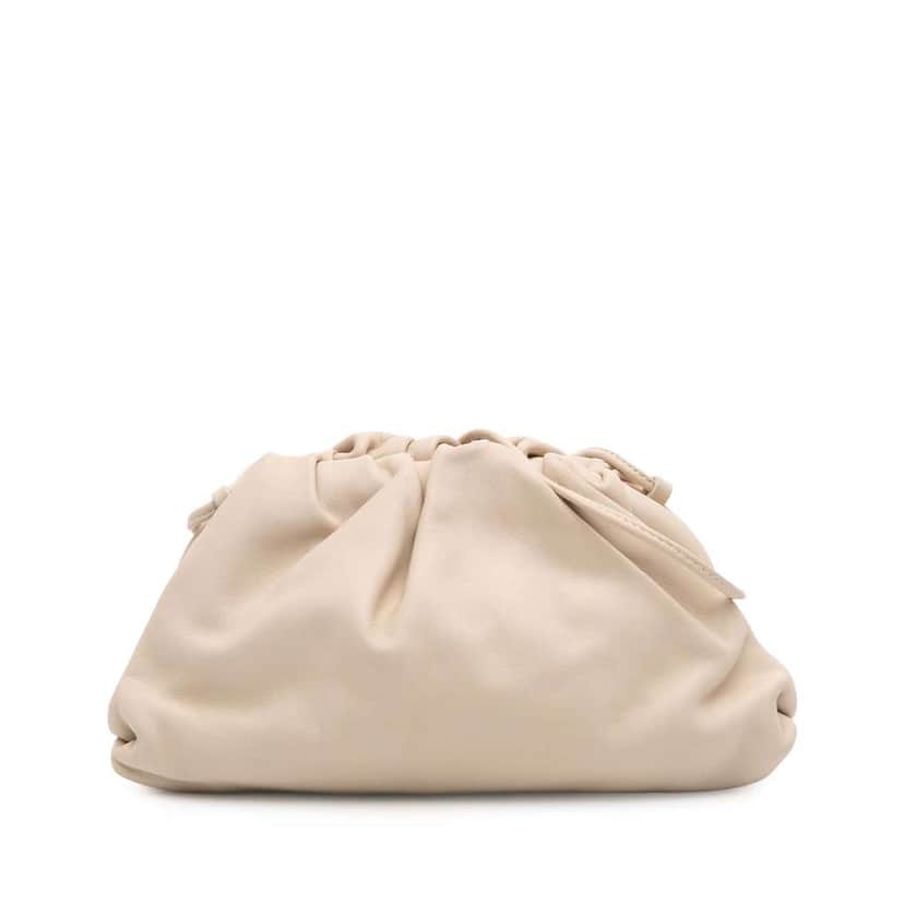 Bottega Veneta Lambskin The Mini Pouch Crossbody Brown Leather Good condition - Front View