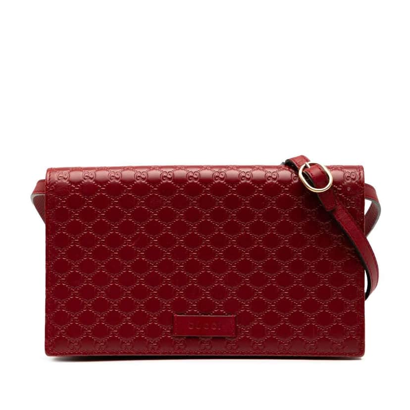 Gucci Microguccissima Wallet on Strap Red Leather Good condition - Front View