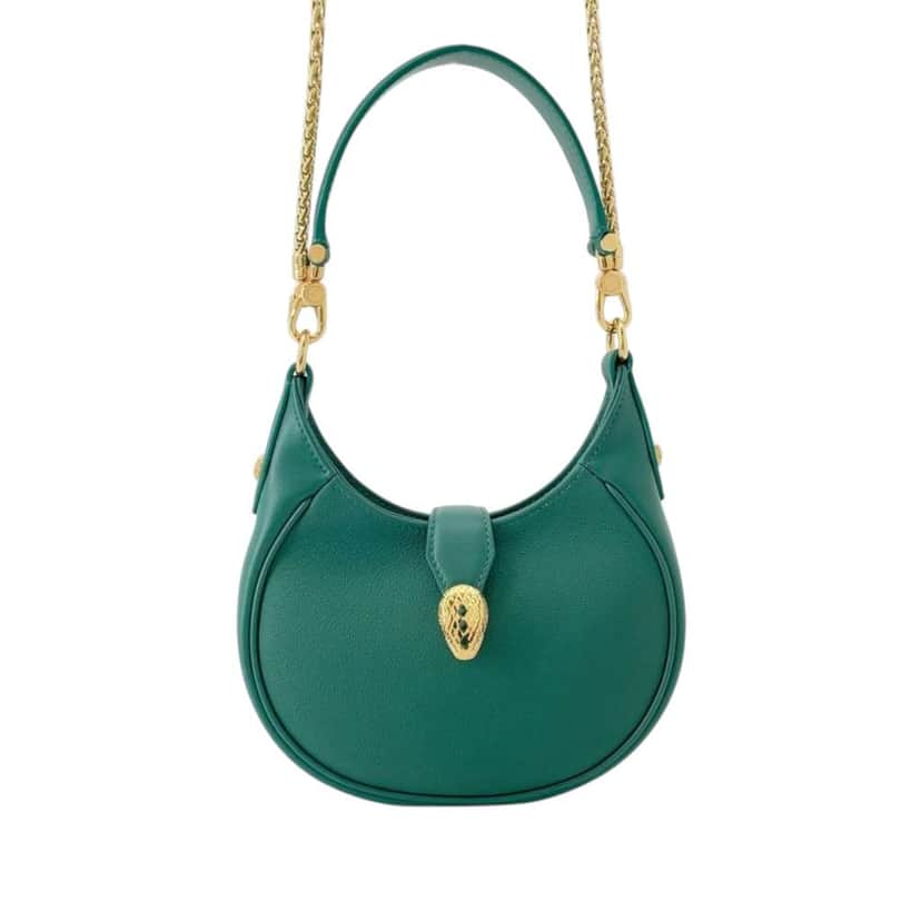 Bvlgari Small Leather Serpenti Ellipse Satchel Green Leather Good condition - Front View