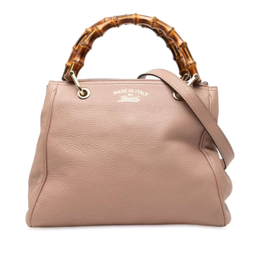 Gucci Small Calfskin Bamboo Shopper Satchel Pink Leather Very good condition - Front View
