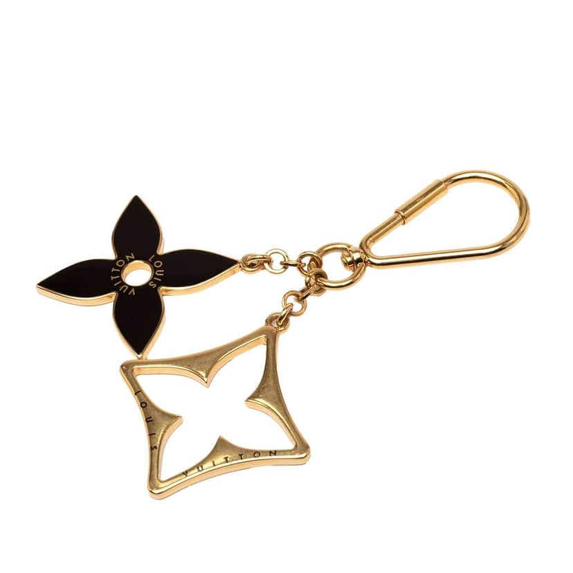 Louis Vuitton Gold Plated Enamel Puzzle Key Ring and Bag Charm Gold Metal Good condition - Front View