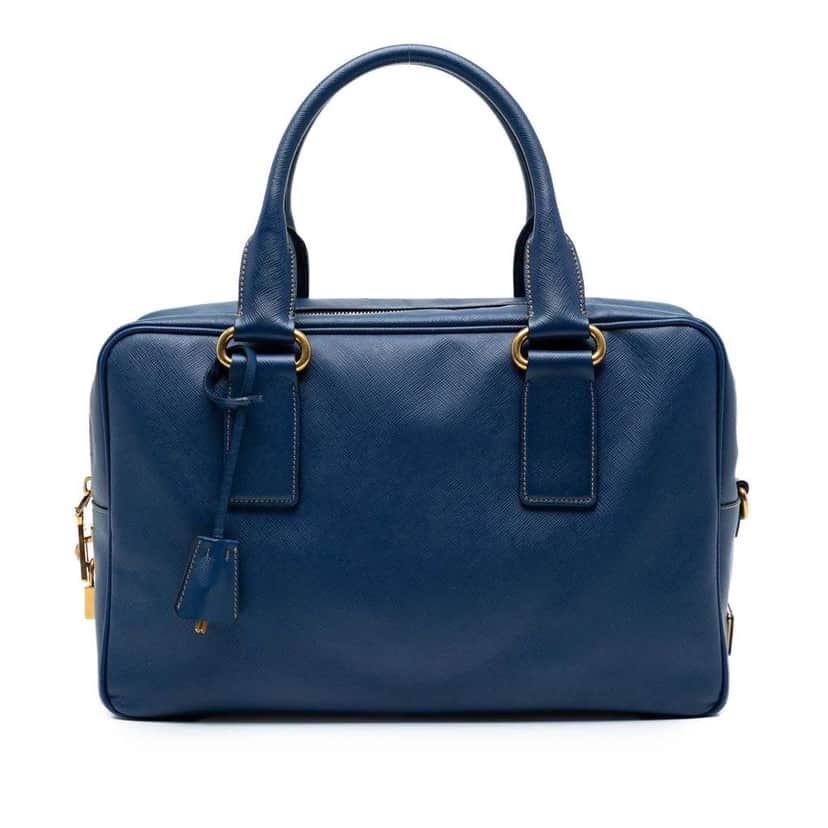 Prada Saffiano Lux Handbag Blue Leather Good condition - Front View