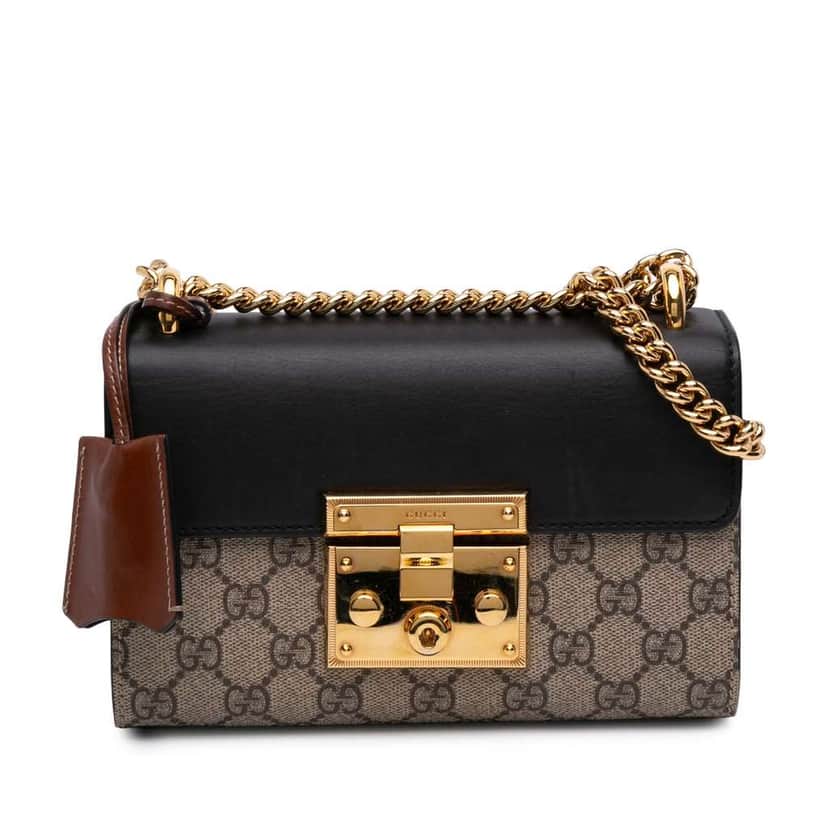 Gucci Small GG Supreme Padlock Crossbody Brown Canvas Good condition - Front View