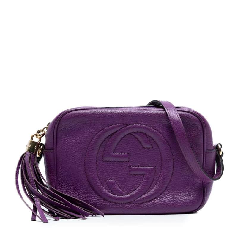 Gucci Metallic Leather Soho Disco Crossbody Purple Leather Good condition - Front View