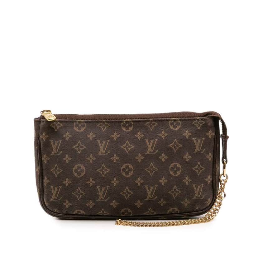 Louis Vuitton Monogram Mini Lin Bucket PM Pouch Brown Canvas Good condition - Front View