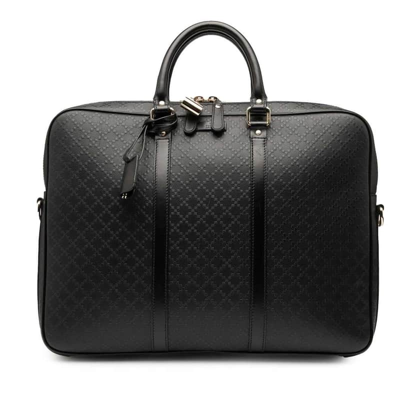 Gucci Diamante Leather Business Bag Black Leather Good condition - Front View