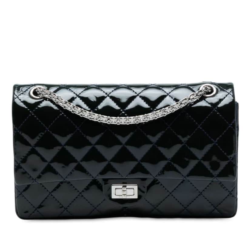 Chanel Reissue 2.55 Patent Double Flap 226 Blue Leather Good condition - Front View