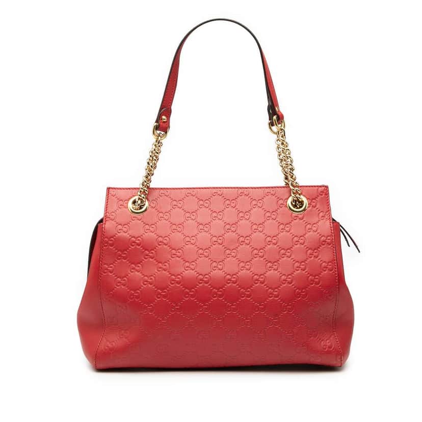 Gucci Medium Guccissima Soft Shoulder Bag Red Leather Good condition - Front View