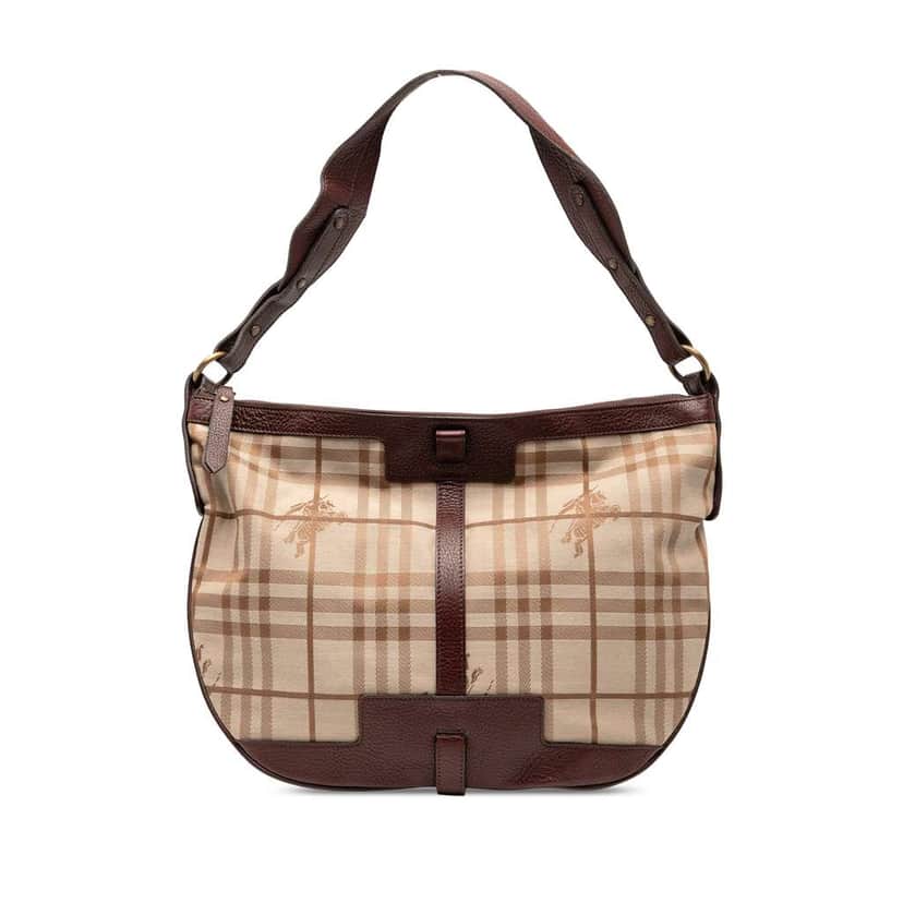 Burberry Haymarket Check Canvas Hobo Brown Canvas Good condition - Front View