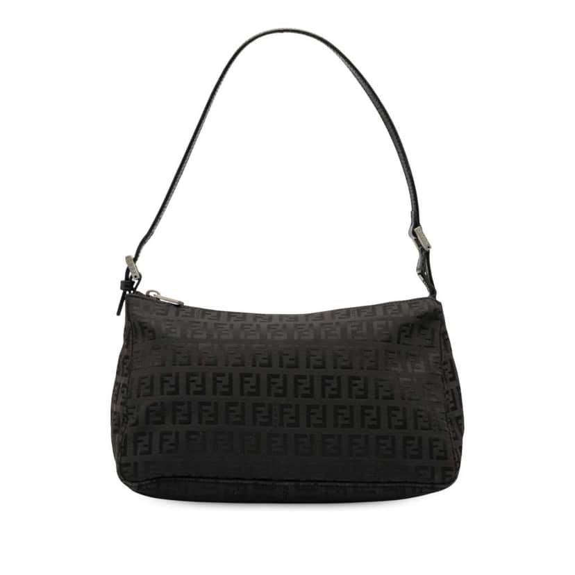Fendi Zucchino Canvas Pochette Black Canvas Good condition - Front View