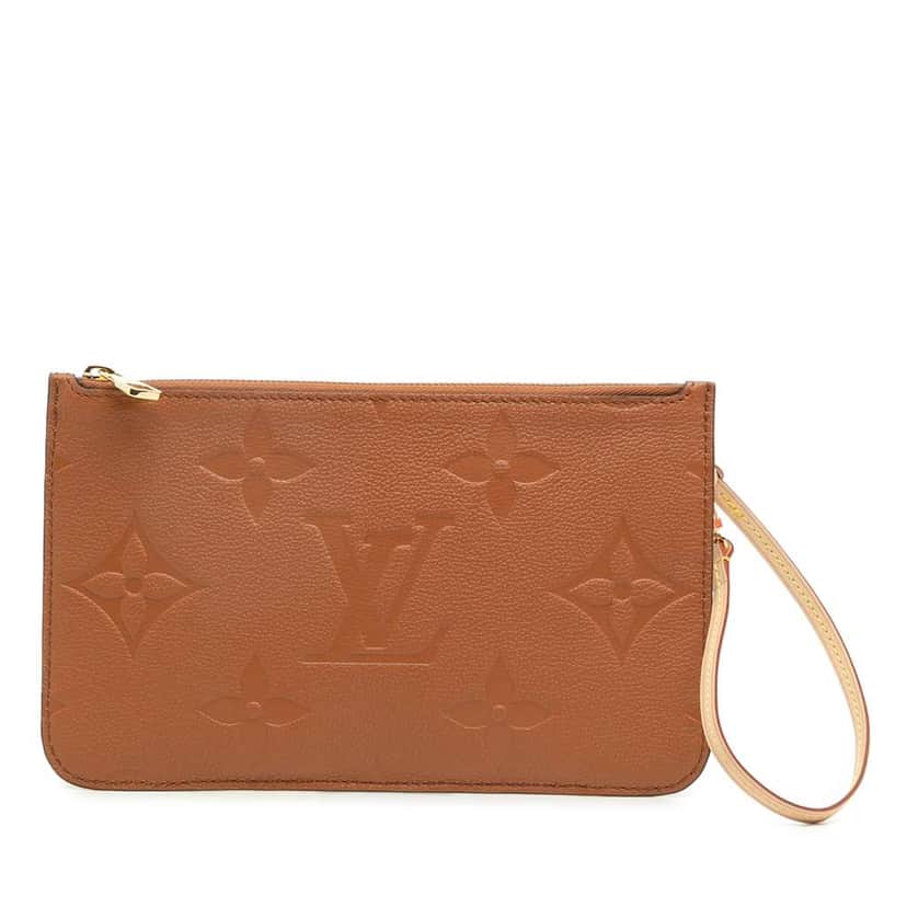 Louis Vuitton Monogram Empreinte Giant Neverfull MM Pouch Brown Leather Good condition - Front View