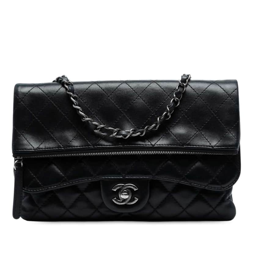 Chanel Paris-Salzburg Lambskin Zip Multi Flap Black Leather Good condition - Front View