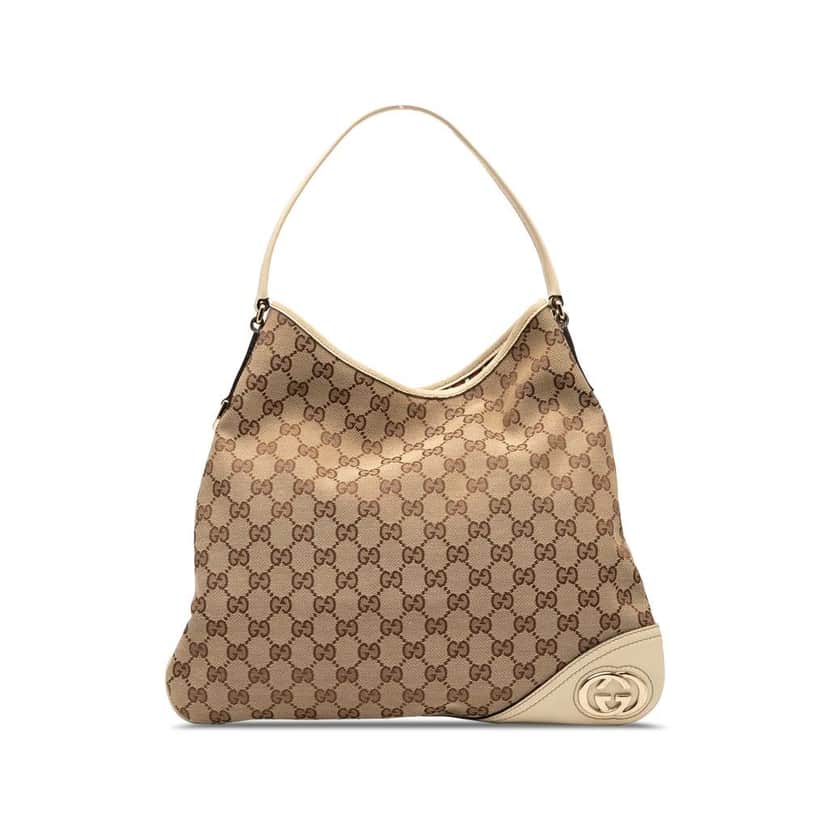 Gucci GG Canvas New Britt Hobo Brown Canvas Good condition - Front View