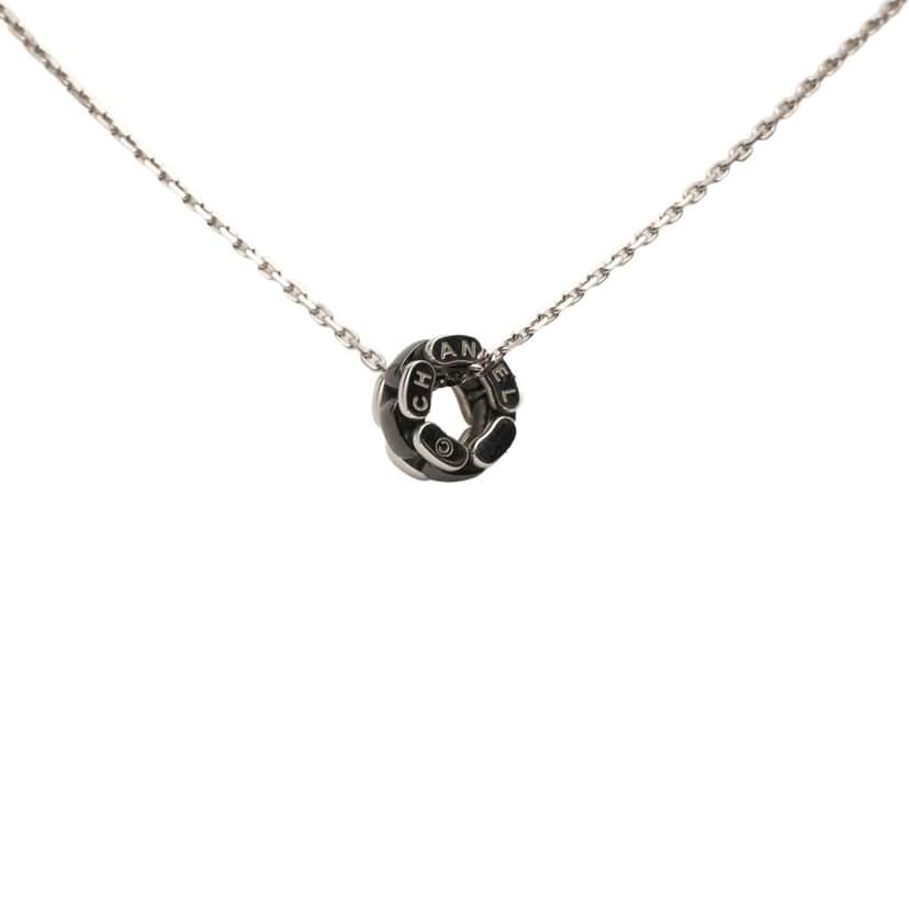 Chanel 18K White Gold Ceramic Ultra Necklace Silver White Gold Good condition - Front View
