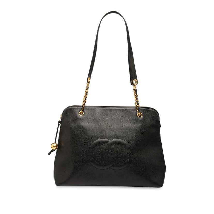 Chanel CC Caviar Chain Zip Tote Black Leather Good condition - Front View