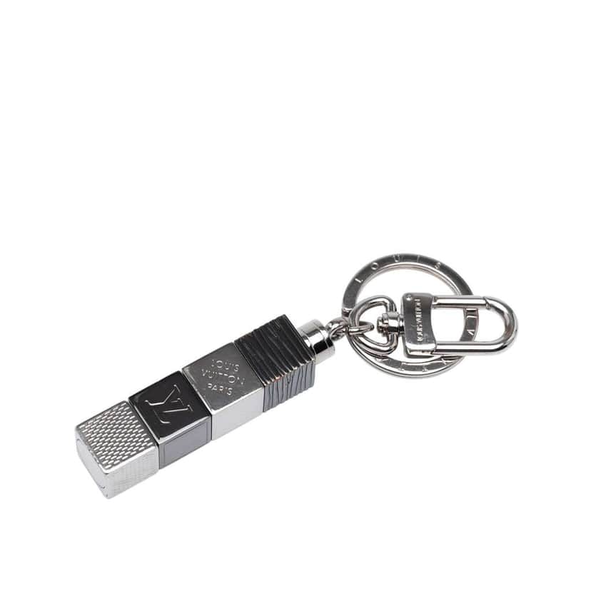 Louis Vuitton Silver Plated Porte Cles Cube Key Holder Silver Brass Good condition - Front View