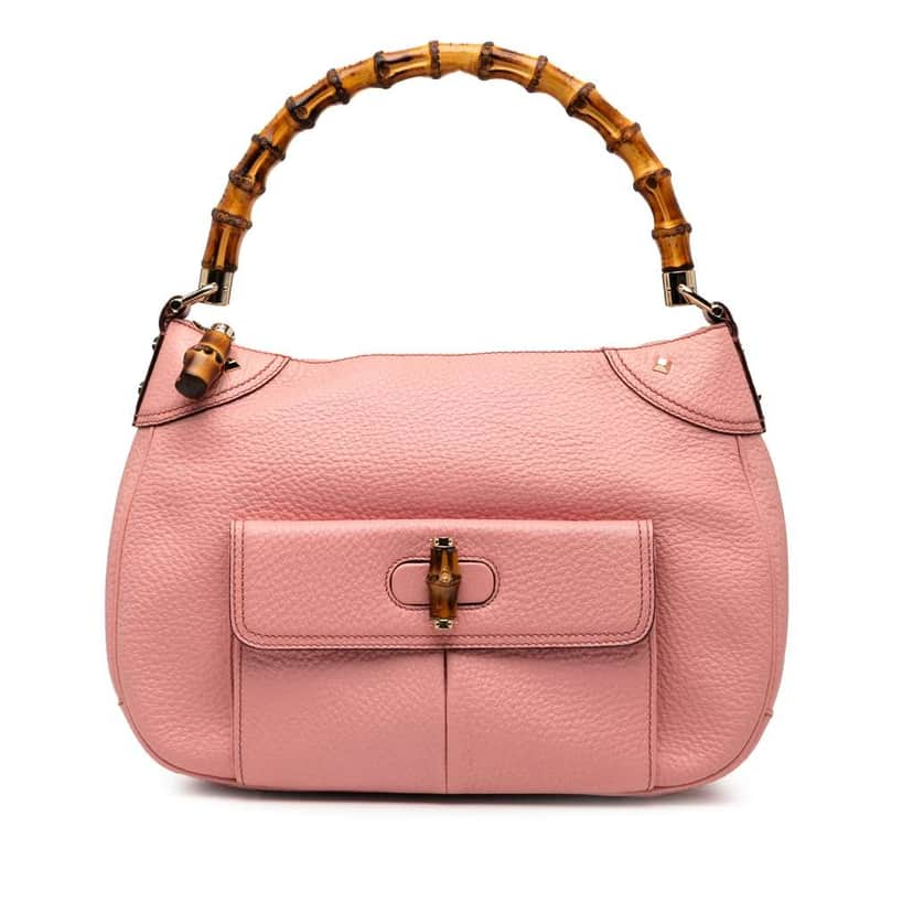 Gucci Leather Bamboo Handbag Pink Leather Good condition - Front View