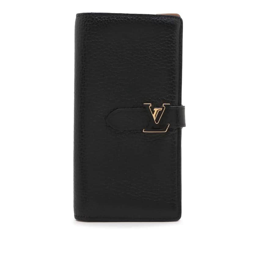 Louis Vuitton Taurillon Capucine Vertical Wallet Black Leather Good condition - Front View