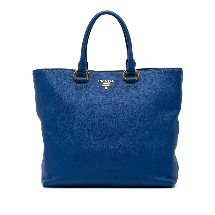 Prada Vitello Daino Tote Blue Leather Good condition - Front View