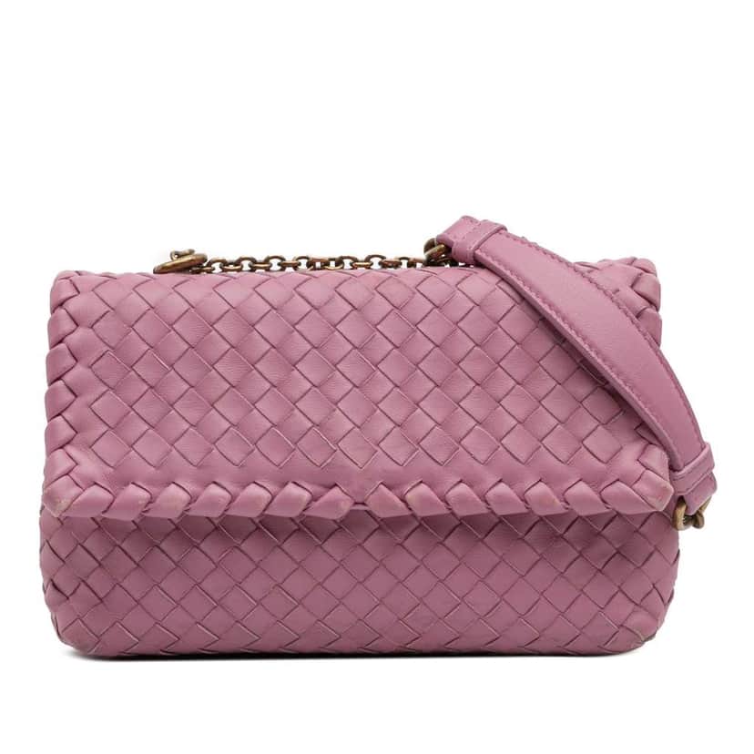 Bottega Veneta Baby Nappa Intrecciato Olimpia Crossbody Pink Leather Very good condition - Front View