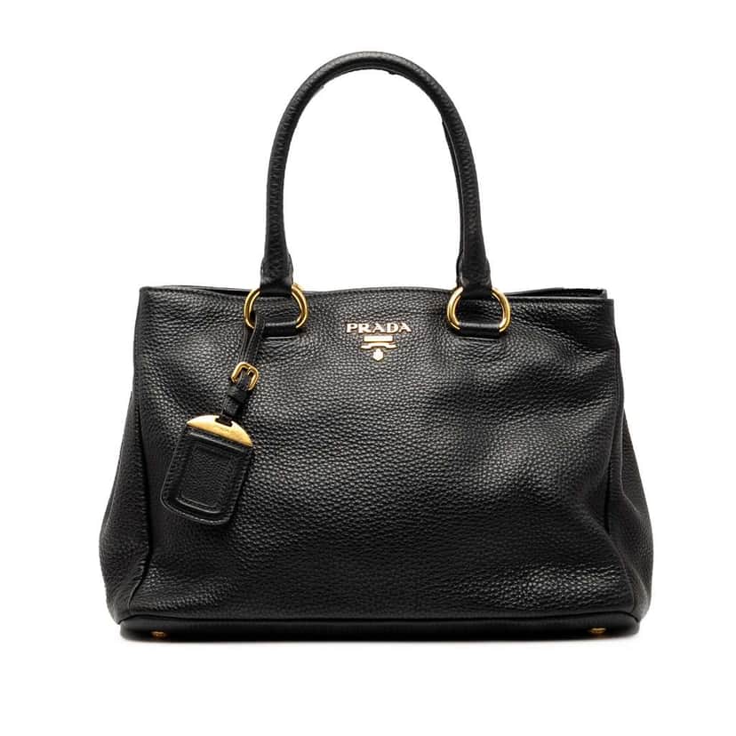 Prada Vitello Daino Open Convertible Tote Black Leather Good condition - Front View