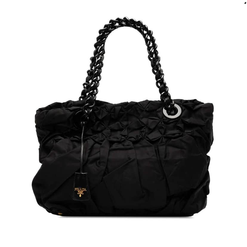 Prada Tessuto Origami Pleated Tote Black Good condition - Front View