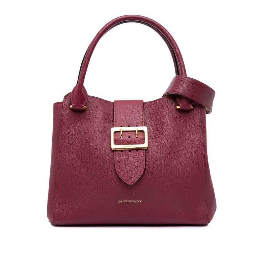 Burberry Medium Grained Calfskin Buckle Tote Red Leather Good condition - Front View